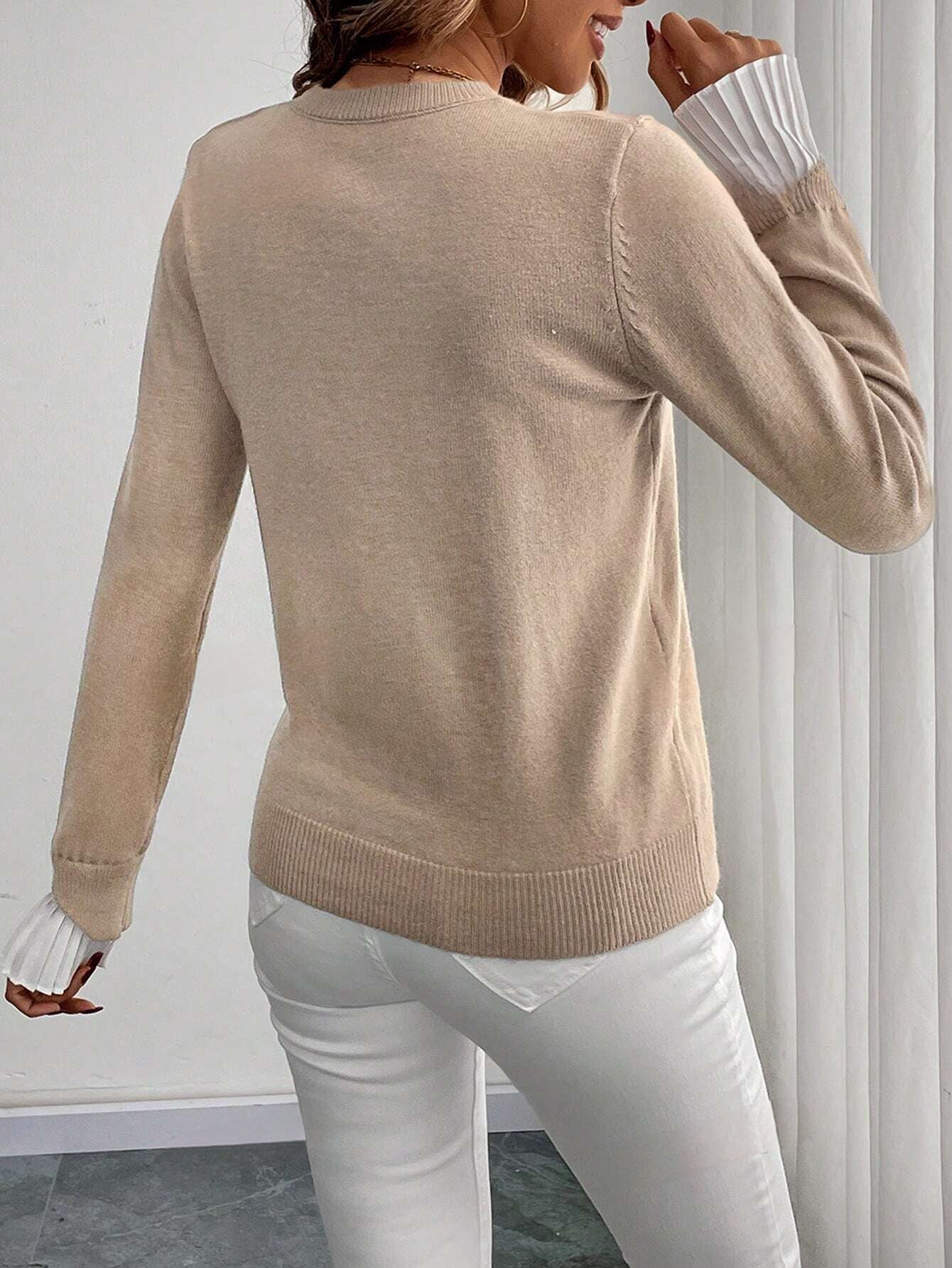 Giulia's Casual Flare Mouw Trui – Losse Pasvorm voor Herfst & Winter