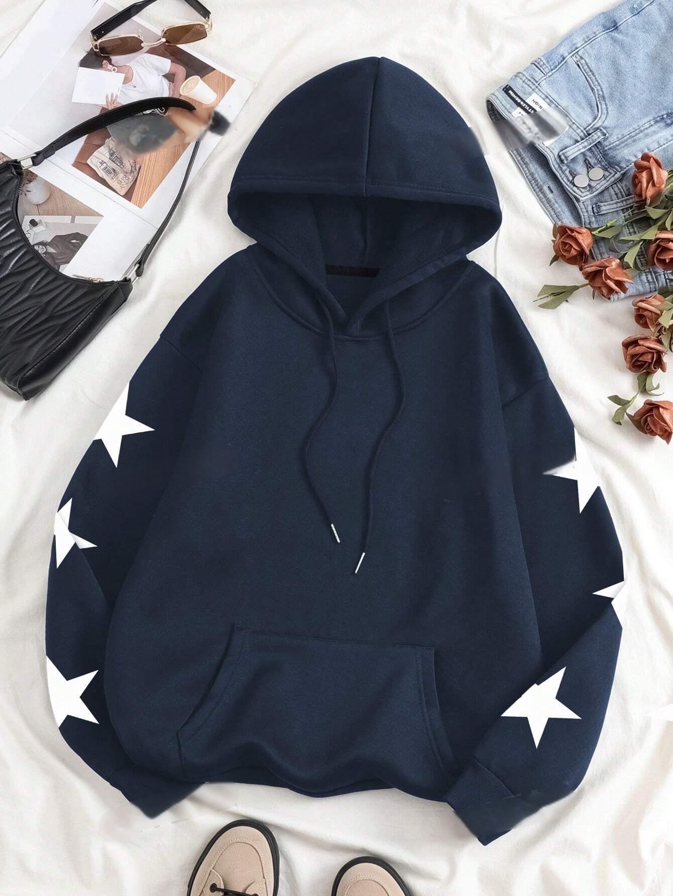 Luna's Sterrenprint Sweatshirt met Capuchon – Perfect voor Herfst & Winter