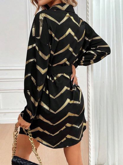 Classy Metallic Gouden shirt met Lange Mouwen – Elegante en Trendy Damesstijl