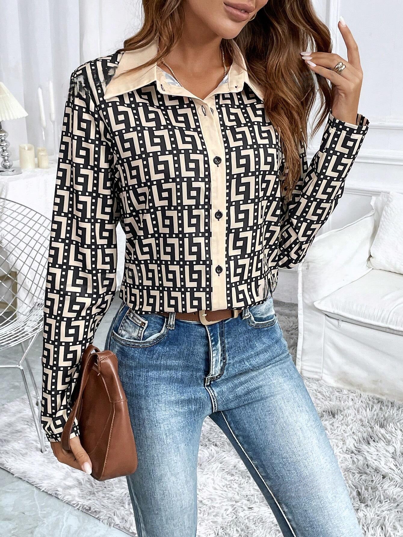 Sophie’s Geometrisch Print Overhemd met Frontknopen en Lange Mouwen