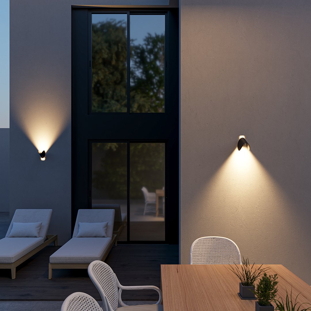Verstelbare LED-wandlamp met halve maan | modern design voor binnen- en buitengebruik