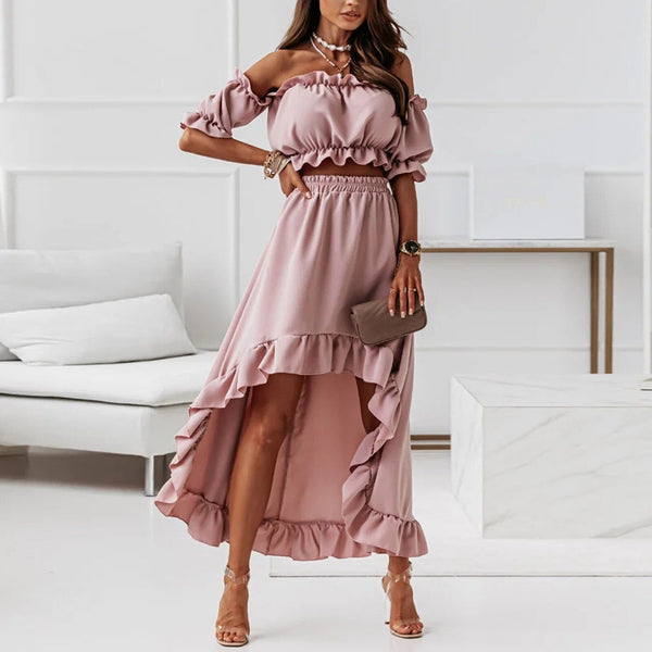 Jurk Dames Off-Shoulder Zomer Casual Maxi
