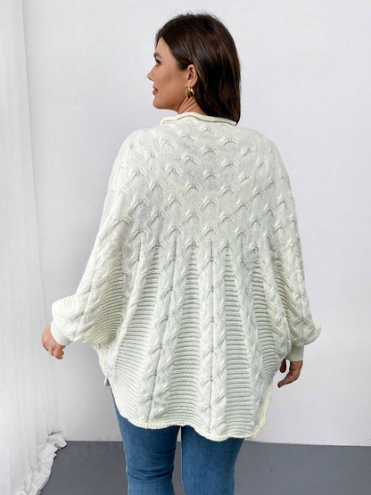 Fleur | Charmante Plus Size Losse Twist Bloemen Cardigan voor Dames