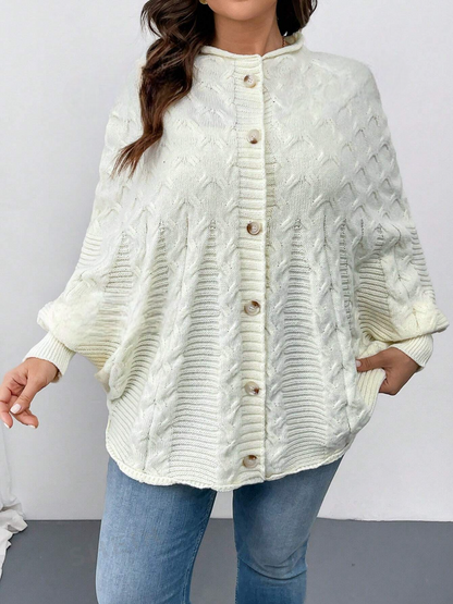 Fleur | Charmante Plus Size Losse Twist Bloemen Cardigan voor Dames