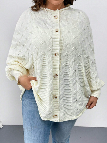 Fleur | Charmante Plus Size Losse Twist Bloemen Cardigan voor Dames