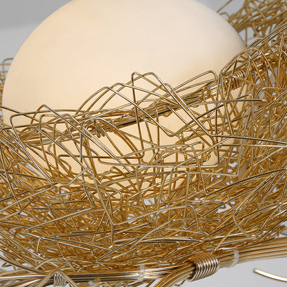 Art Deco glazen kroonluchter met gouden vogelmotief voor de woonkamer