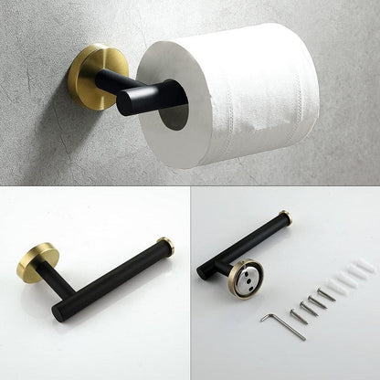 Badkameraccessoires Set Zwart Goud – Luxe Roestvrij Staal, Modern Ontwerp voor Stijlvolle Badkamer