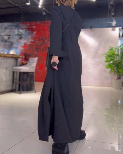 Zwarte lange stretch jurk van zachte edelijn elegant