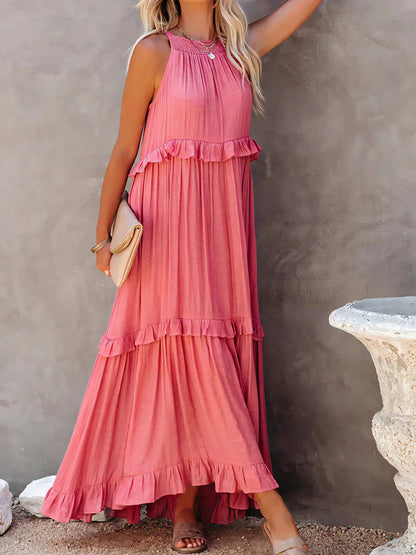 Zwierige maxi jurk met ruches in Zuri-stijl elegant