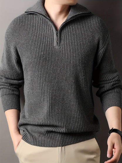 Casual, knusse gebreide trui met ritssluiting voor heren | Ideaal voor herfst/winter
