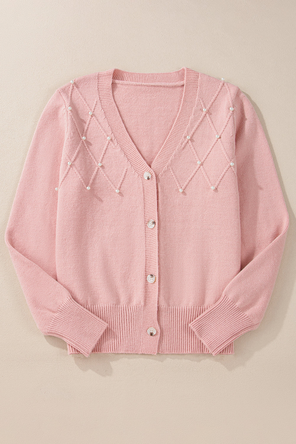 Roze kasjmier vest met parel voor dames | Ideaal voor herfst/winter