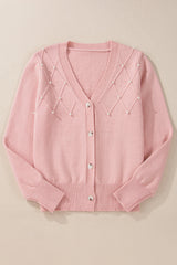 Roze kasjmier vest met parel voor dames | Ideaal voor herfst/winter