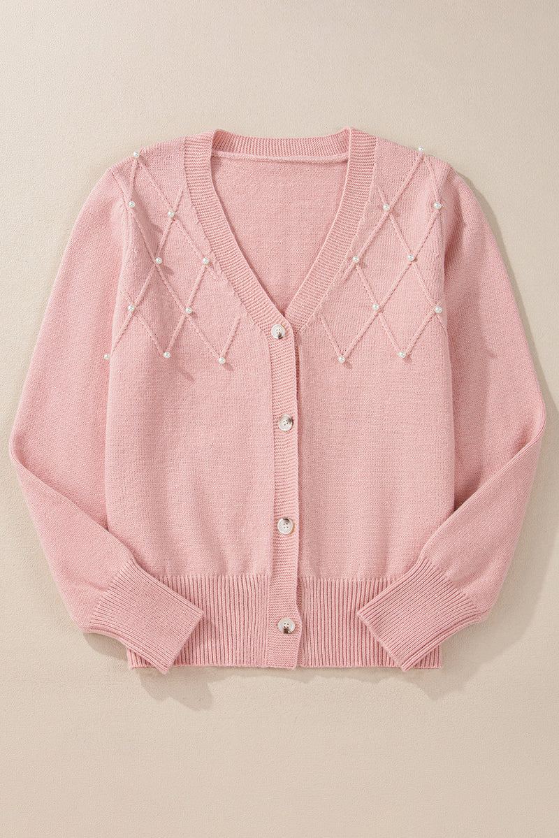 Roze kasjmier vest met parel voor dames | Ideaal voor herfst/winter