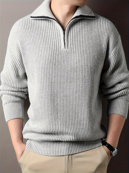 Casual, knusse gebreide trui met ritssluiting voor heren | Ideaal voor herfst/winter