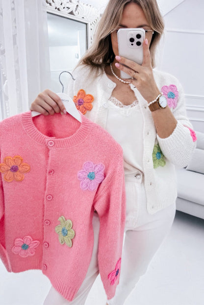 Warm geborduurd vest met bloemen en knopen voor dames | Ideaal voor herfst/winter