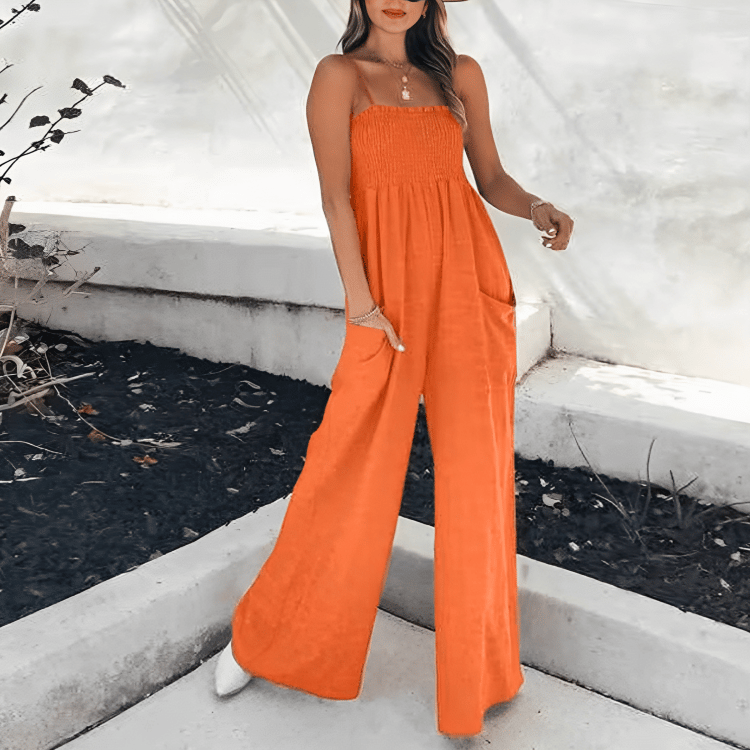 Jumpsuit met zakken voor dames, losse wijde pijpen, ideaal voor de zomer