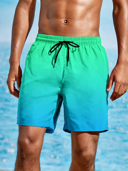 Zwembroek Heren Kleurverloop Hellblauw Lila Groen
