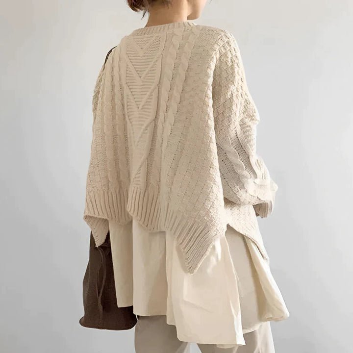 Chique abrikooskleurige trui met ronde hals voor dames | Ideaal voor herfst/winter