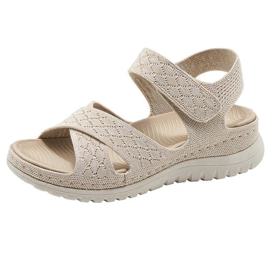 Zomerse canvas sandalen met klittenbandsluiting hielband