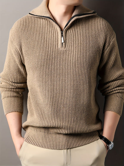 Casual, knusse gebreide trui met ritssluiting voor heren | Ideaal voor herfst/winter