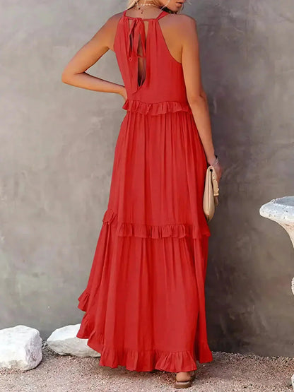 Zwierige maxi jurk met ruches in Zuri-stijl elegant