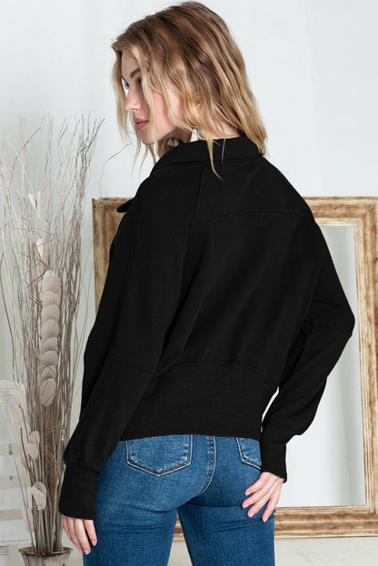 Stijlvolle Bruine Sweatshirt met Rits, Opstaande Kraag en Duimgaten – Perfect voor Casual Comfort