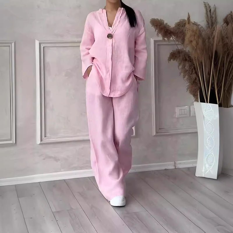 Zomerse tweedelige katoenen dames set comfortabel