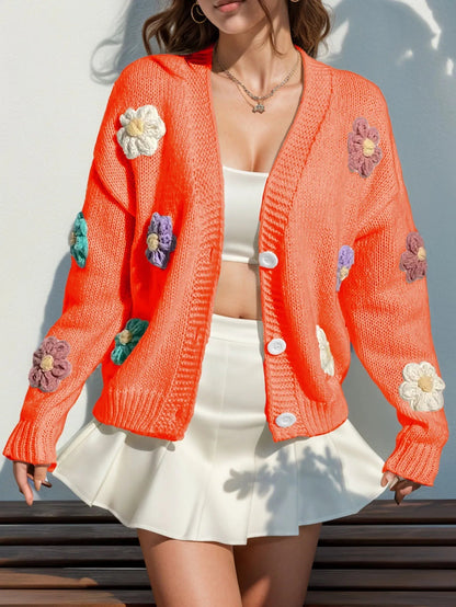 Gebreid damesvest met geborduurde bloemen Ideaal voor de winter