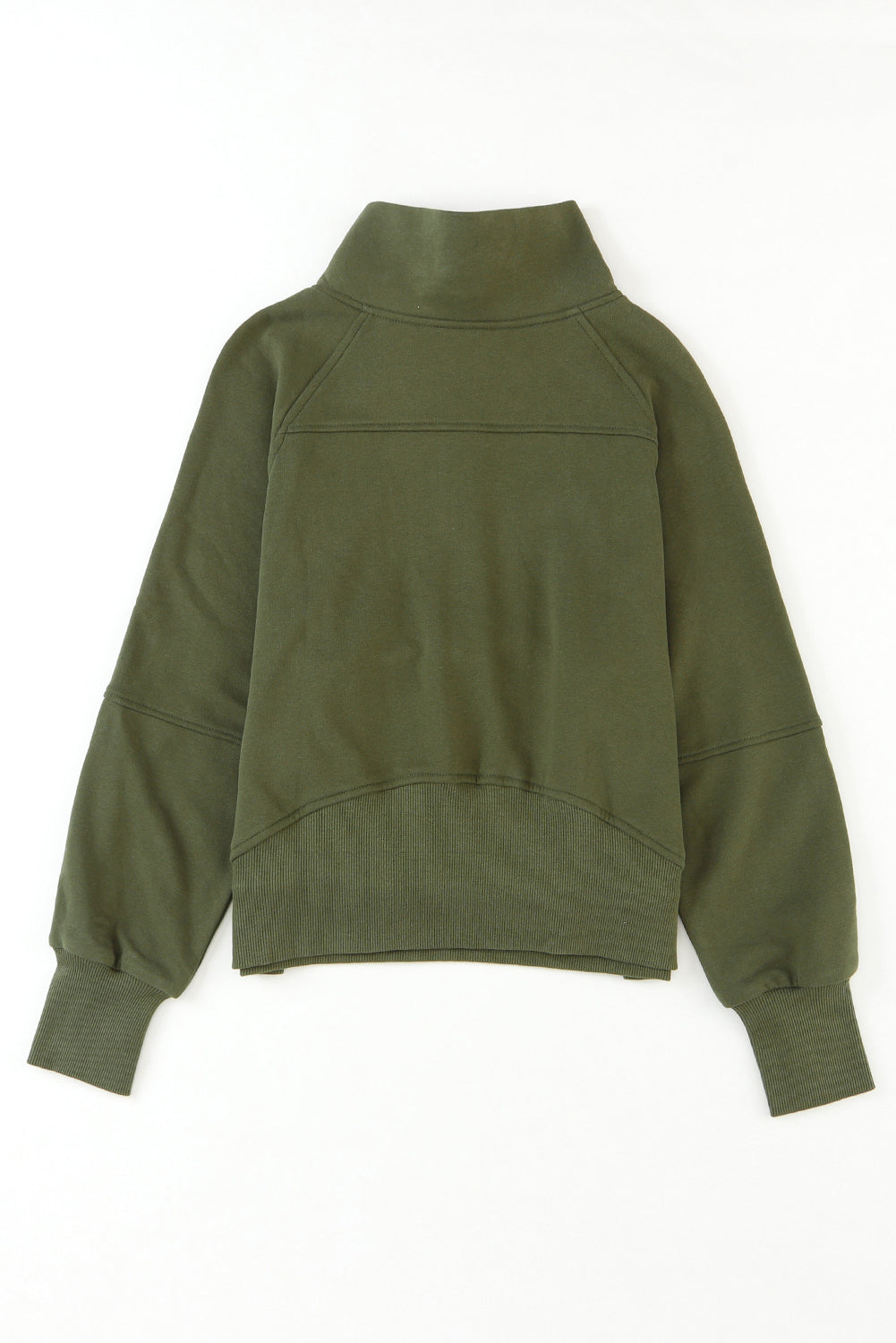 Stijlvolle Bruine Sweatshirt met Rits, Opstaande Kraag en Duimgaten – Perfect voor Casual Comfort