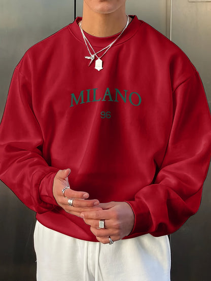 Trendy Oversized Pullover met 'Milano'-Print voor Heren | Perfect voor Herfst & Winter