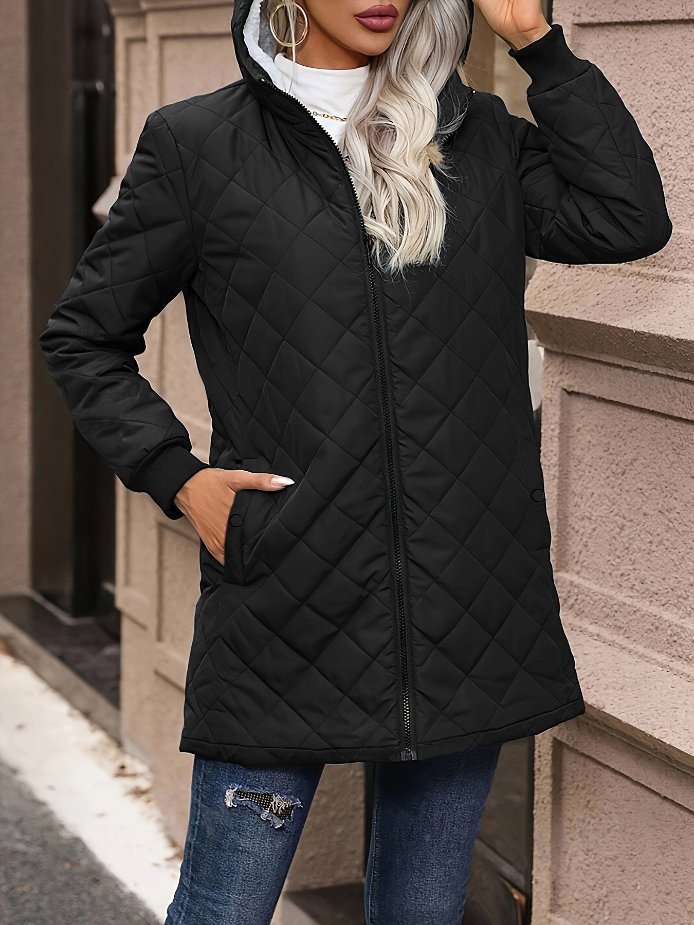Casual parka winterjas met doorgestikt patroon voor dames | Ideaal voor herfst/winter