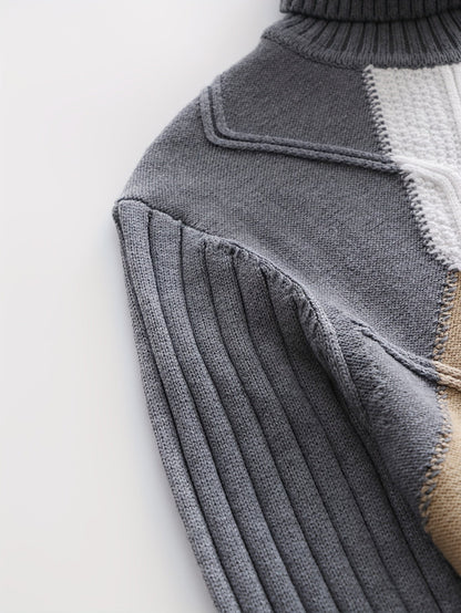 Casual slim-fit coltrui met geometrische grafische print voor heren | Ideaal voor herfst/winter