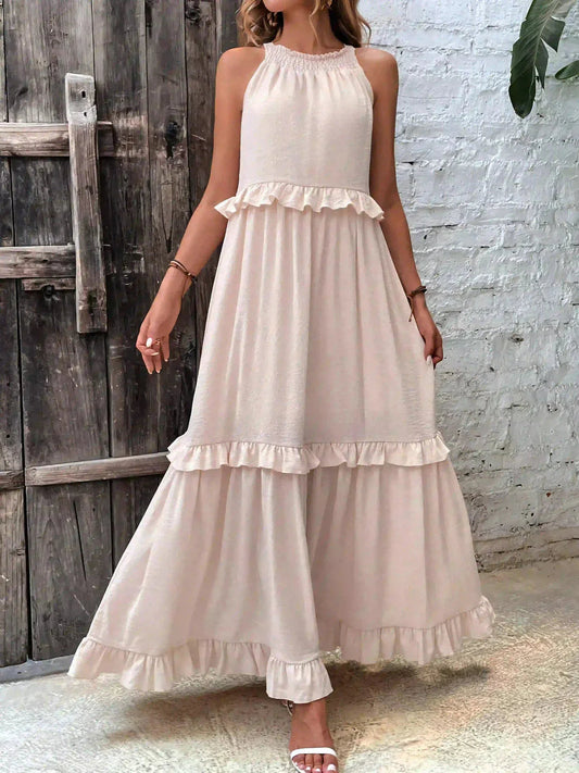 Zwierige maxi jurk met ruches in Zuri-stijl elegant