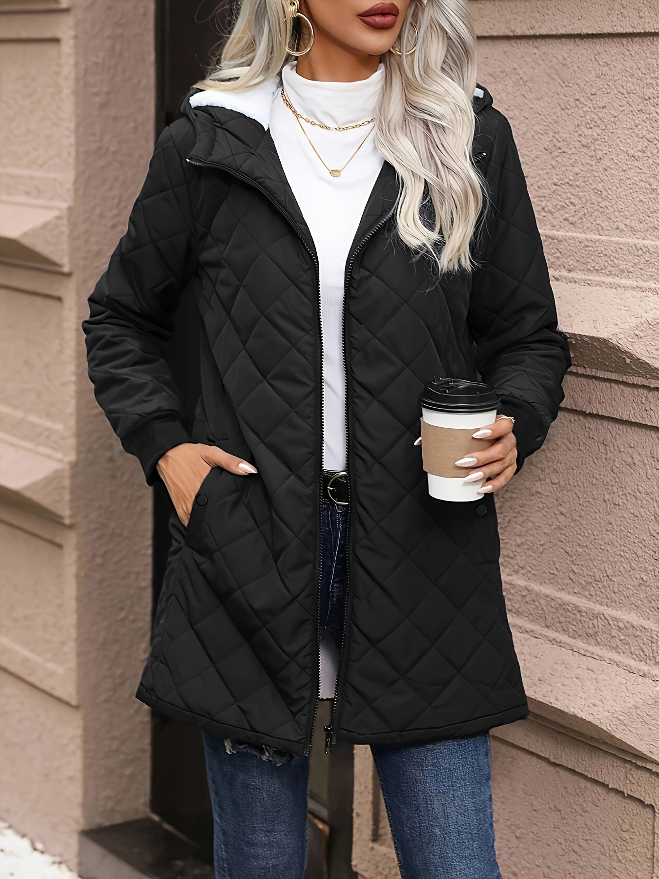 Casual parka winterjas met doorgestikt patroon voor dames | Ideaal voor herfst/winter