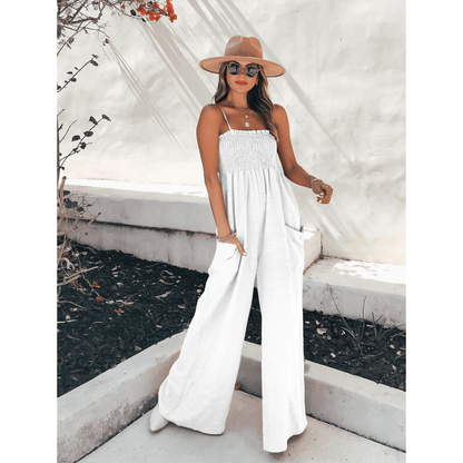 Jumpsuit met zakken voor dames, losse wijde pijpen, ideaal voor de zomer