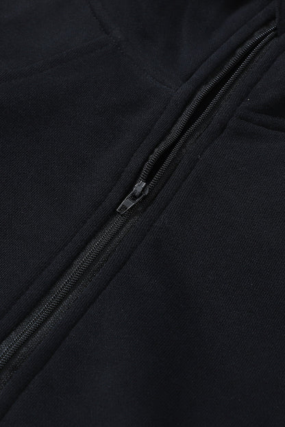 Stijlvolle Bruine Sweatshirt met Rits, Opstaande Kraag en Duimgaten – Perfect voor Casual Comfort