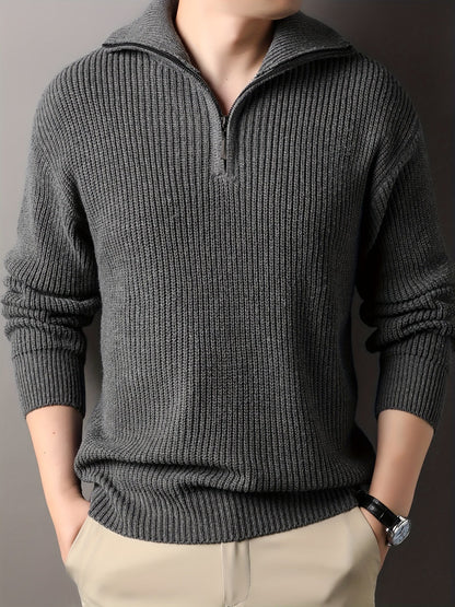 Casual, knusse gebreide trui met ritssluiting voor heren | Ideaal voor herfst/winter