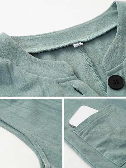 Vrouwen Chic Button Up Mouwloze V-hals Jumpsuit met Zakken | Ideaal voor de zomer