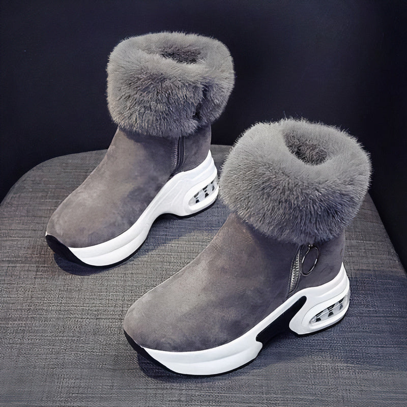 Zwarte warme winterlaarzen fleece dames elegant