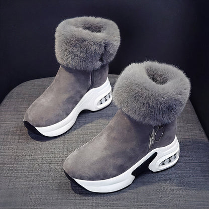 Zwarte warme winterlaarzen fleece dames elegant
