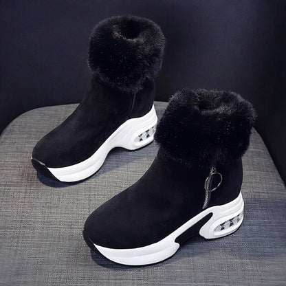 Zwarte warme winterlaarzen fleece dames elegant