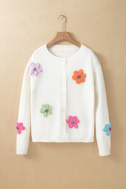 Warm geborduurd vest met bloemen en knopen voor dames | Ideaal voor herfst/winter