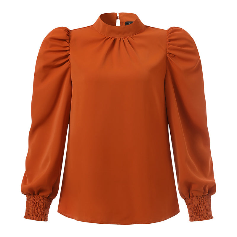 Zijden blouse hoge hals dames elegant design