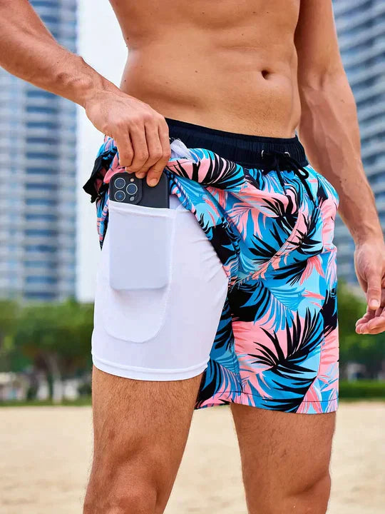 Zwembroek Heren Elegante Stijl Flamingo Print Zomer