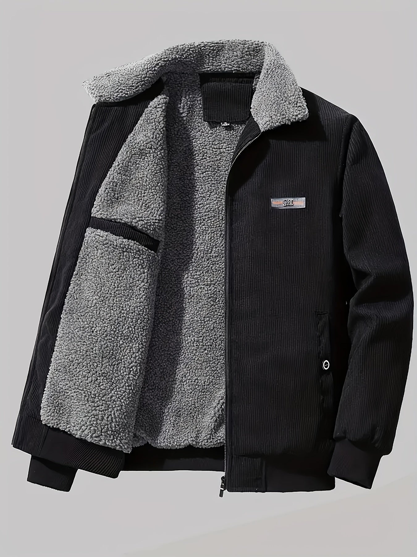Retro warme winterjas met lange mouwen en label patch voor mannen | deal voor de winter