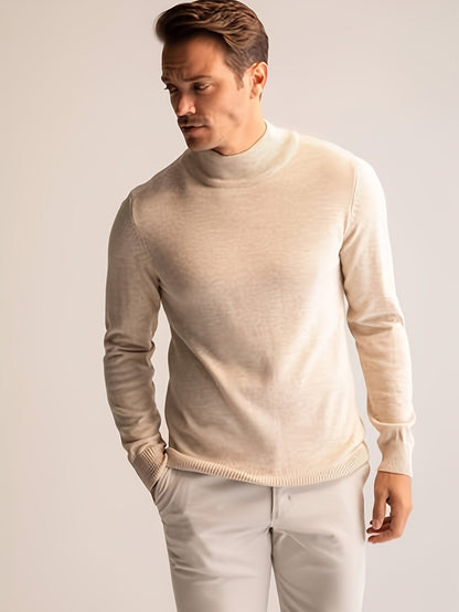 Casual warm gebreid coltrui in beige voor heren | Ideaal voor herfst/winter