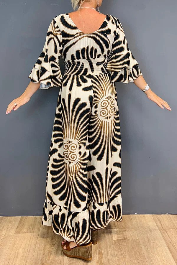 Retro V-hals jumpsuit met bloemenpatroon voor dames | Ideaal voor lente/zomer