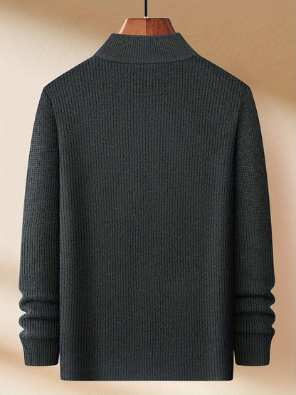 Casual merinoswol trui met rits voor heren | Ideaal voor herfst/winter