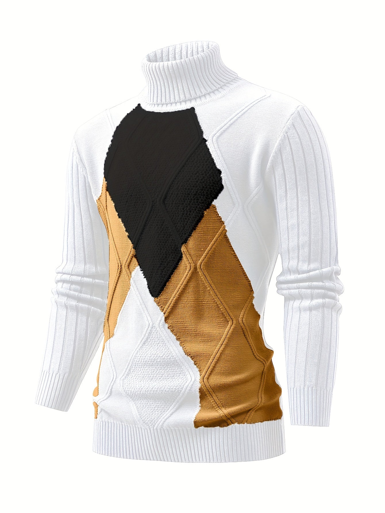 Casual slim-fit coltrui met geometrische grafische print voor heren | Ideaal voor herfst/winter