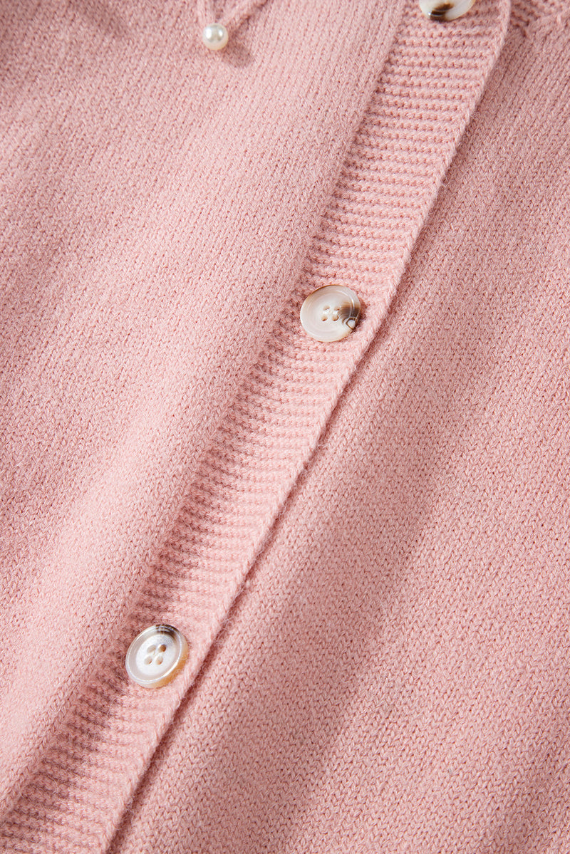 Roze kasjmier vest met parel voor dames | Ideaal voor herfst/winter